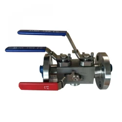 China Level operated 3/4''*1/2'' 600LB ASTM A 182 F55 RF connection 3 balls DBB (double block and bleed) valve manufacturer