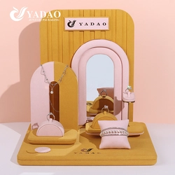 China Fashion jewelry accessories store boutique display mini set colorful microfiber stands manufacturer
