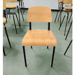China 2025 School Chairs with Cheap Metal Frame Wooden Seat Durable School Desk Chairs manufacturer