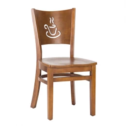 China Cafe Wood Chair Wood Back with Cup Cutout Armless Dining Chair Manufacturer manufacturer