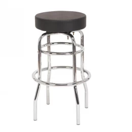 China Double Ring Chrome Restaurant Barstool with Black PVC Seat Manufacturer manufacturer