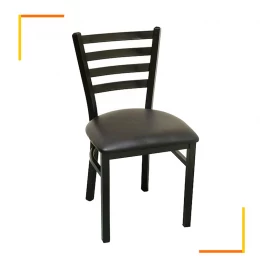 China Manufacturer Wholesale Metal Black Ladder Back Restaurant Metal Chair with Upholstered Seat manufacturer