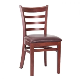 China wood ladder back PVC seat restaurant  chair Manufacturer manufacturer