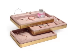 pink metal jewelry accessories display suede covered popular market customization