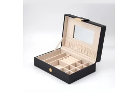 Multi functional leather material portable travel jewelry box with mirror