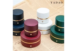 Leather Round ring earring bangle box for jewelry packaging display