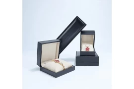 Black Leather box with ring earring braceler necklace pendant box for jewelry packging