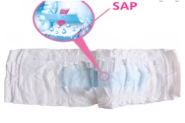 Супервпитывающий полимер SAP можно использовать в гигиенических прокладках.