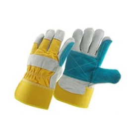 China cow split leather reinforced palm working glove factory, genuine leather labour glove supplier, secure glove manufacturer