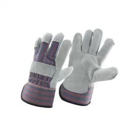 China semi leather worker glove factory, genuine leather labor glove supplier, secure glove manufacturer