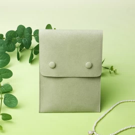 China milk green microfiber snap jewelry packaging pouch bag manufacturer