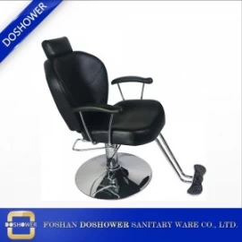 China Cadeira de barbeiro da China Doshower Black Hydraulic com apoio de cabeça para apoio para os pés do fornecedor de cadeira de barbeiro de alumínio fabricante