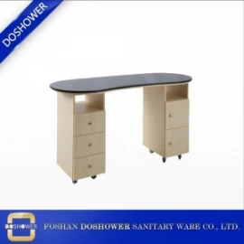 中国 木製のマニキュアネイルテーブルサプライヤー木製デザインネイルテーブル用ガラストップマニキュアテーブル メーカー