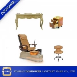 China Gouden pedicure stoel set groothandel manicure tafel station van nagels salon pakket meubels china DS-T632 SET fabrikant