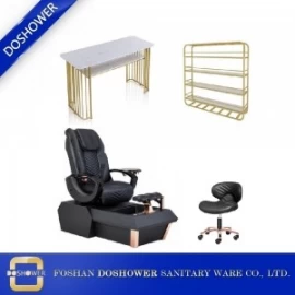 China Rose Gold Pedicure Spa Chair with Nail Table Set Luxury Salon Equipment Wholesale DS-W1900B SET manufacturer