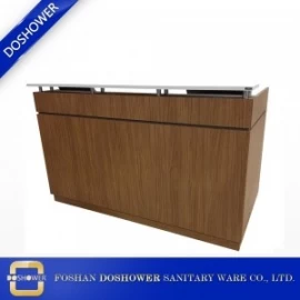 China Salon Reception Desk Wood Finishes with Drawers Salon Waiting Area Furniture DS-W1846 manufacturer