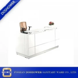 China Small Modern Gloss White Reception Desk with Quartz Counter TOP DS-W1847 manufacturer