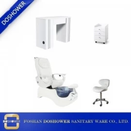 Çin Beyaz lüks ayak spa pedikür koltuğu tırnak spa manikür masa seti güzellik salonu mobilya tedarik DS-S15B SET üretici firma