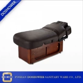 China brown massage spa bed with wood facial bed table for massage spa bed factory manufacturer