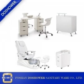 China china pedicure chair white spa chair new design nail table reception table for sale DS-W18173 SET manufacturer