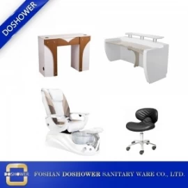 porcelana silla de pedicura blanca crema mesa de manicura moderna suministros y fabricante china DS-W18173B SET fabricante