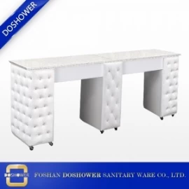 Çin Granit ile çift manikür masa tops beyaz tırnak masası manikür masaları tırnak bar istasyonu DS-N2012 üretici firma