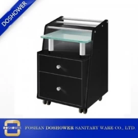 China glass glow pedicure cart with pedicure cabinet carts trolley with two storage drawers DS-BT2 manufacturer