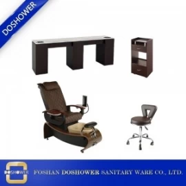 China modern pedicure chair with double nail table manufacturer of luxury nail salon design DS-W21A SET manufacturer