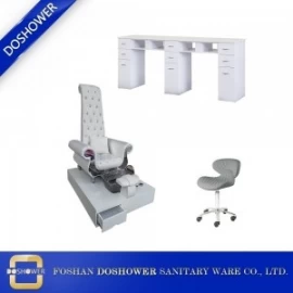 China nail salon furniture high back queen throne pedicure chair with manicure table set wholesale china DS-Queen F SET manufacturer