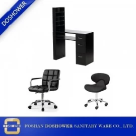 porcelana mesa y silla de manicura negra de salón de spa para mayorista y fabricante de muebles de salón de uñas china DS-W1752 SET fabricante
