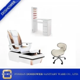 China spa supply wholesale nail salon furniture luxury white spa pedicure chair and manicure table set supplies DS-W9001 SET manufacturer