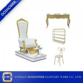 中国 throne high back spa pedicure chair with luxury nail table set for salon furniture factory china DS-QueenG SET メーカー