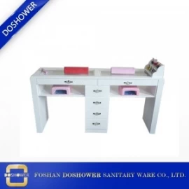 Китай белый двойной стол для маникюра оптом дерево салон красоты маникюрный стол маникюрный салон мебель DS-N1 производителя