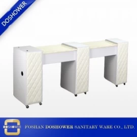 China wholesale double white manicure table with marble top china manicure table factory DS-W19118 manufacturer