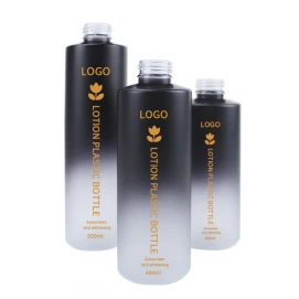 350ml 400ml 500ml Black color gradient PET cosmetic moisturizer toner Bottles Plastic Shampoo