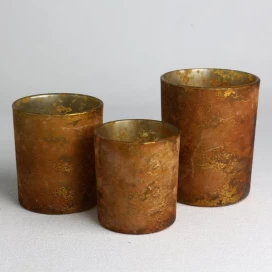 China Conjunto de potes de velas vazios em forma de bacia retro gengibre amarelo envelhecido fabricante