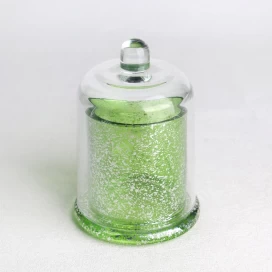 China transparent green electroplated laser fleck finished bell-shaped glass candle holder manufacturer