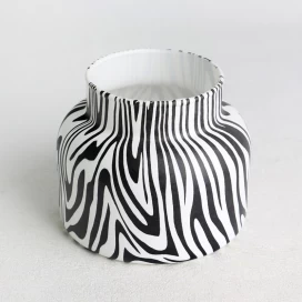 China Water transfer finished ink bottle shaped zebra pattern glass candle jar manufacturer