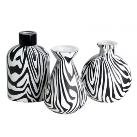 China Water transfer finished zebra print pattern round glass diffuser bottle set of 3 manufacturer