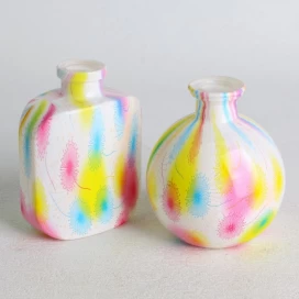 China Water transfer finished oil painting pattern glass diffuser bottle set of 2 manufacturer