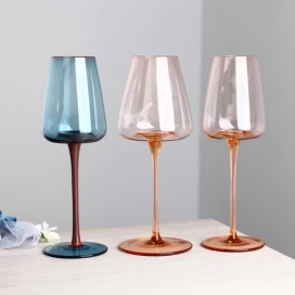China Colored 2 sizes blue and pink wine glasses set of 3 manufacturer