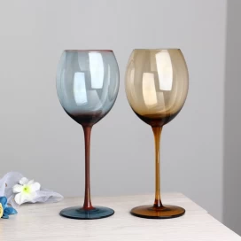 China Colored blue brown bordeaux red wine glasses set of 2 manufacturer