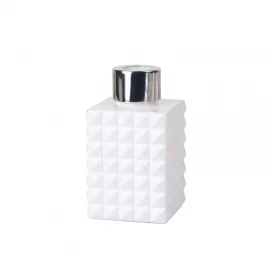 China 100 ml 3,5 Unzen geometrisch geschnittene, quadratische, undurchsichtige, glänzend weiße Glasdiffusorflasche mit Deckel Hersteller