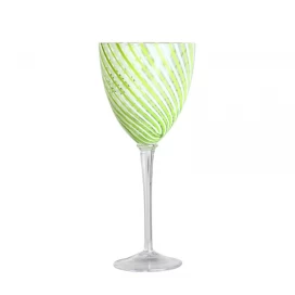 porcelana Copa de vino blanca con copas verdes rayadas de cristal sin plomo, 350ml, 12oz fabricante