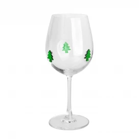 China Handcraft Eco-friendly Pine Tree Inlay Decoration Big Size 565ml 19oz Wine Glasses manufacturer