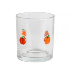 China Reusable Inlay Pumpkin Halloween Decoration Candle Holder 10oz 12oz Glass Candle Jar with Lid for Luxury Home Decor manufacturer