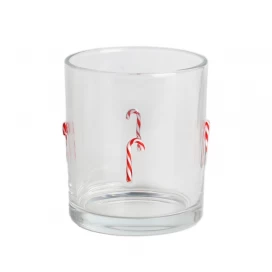 China Wholesale Luxury Clear Inlay Candy Cane Christmas Decor Candle Jars 10oz 12oz Glass Candle Holder Empty with Lid manufacturer