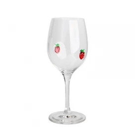 China Handcraft Eco-friendly Strawberry Inlay Decoration 475ml 16oz Wine Glasses manufacturer