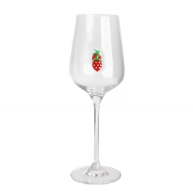 China Handcraft Strawberry Pine Tree Inlay Decoration 350ml 12oz Bordeaux Wine Glasses Set manufacturer