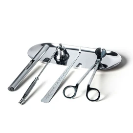 Китай Серебряный набор инструментов для ухода за свечами, триммер для фитиля, ковш для свечей, подсвечник для фитиля, лоток для свечей производителя